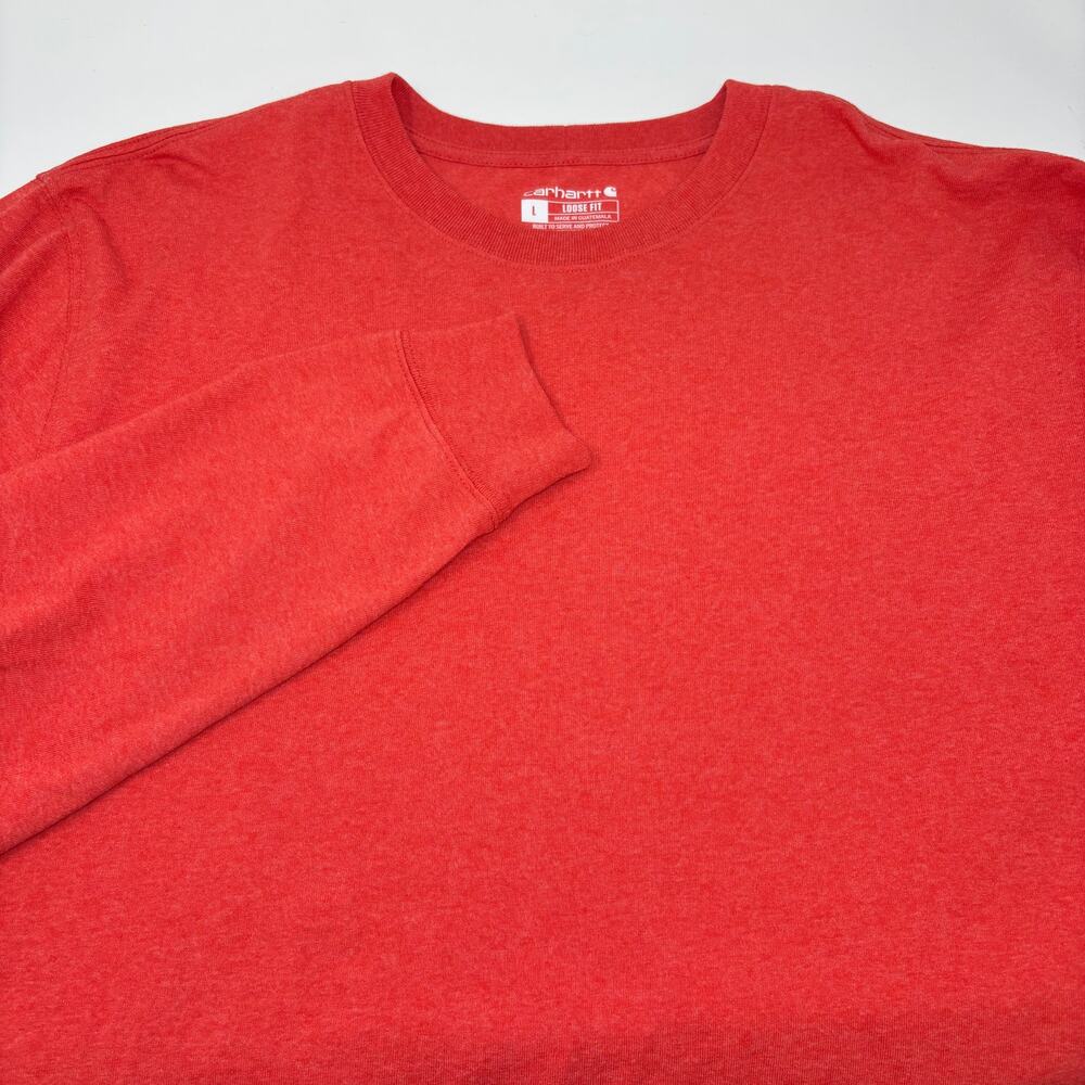 Carhartt Large Loose Fit Nectarine Long Sleeve Crewneck Logo Shirt